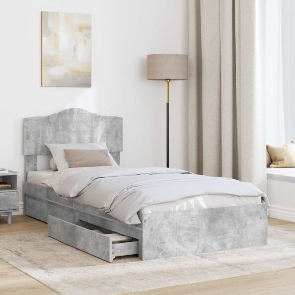 vidaXL Úložná posteľ Betónová šedá 90 x 190 cm Kompozitné drevo – Obrázok 3