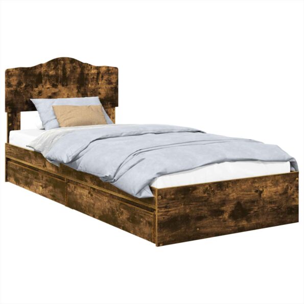 vidaXL Úložná posteľ Dymová dub 90 x 190 cm Kompozitné drevo – Obrázok 2