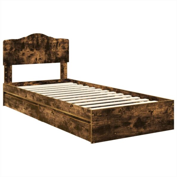vidaXL Úložná posteľ Dymová dub 90 x 190 cm Kompozitné drevo – Obrázok 4