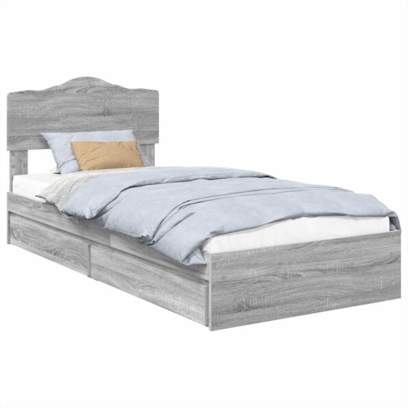 vidaXL Úložná posteľ Sivý Sonoma 90 x 190 cm Kompozitné drevo – Obrázok 2