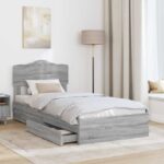 vidaXL Úložná posteľ Sivý Sonoma 90 x 190 cm Kompozitné drevo – Obrázok 3