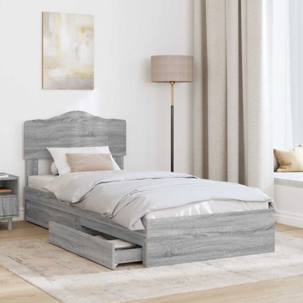 vidaXL Úložná posteľ Sivý Sonoma 90 x 190 cm Kompozitné drevo – Obrázok 3