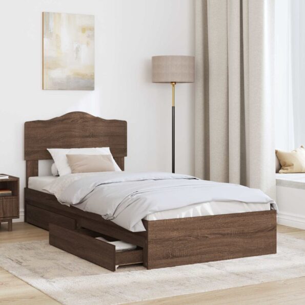 vidaXL Úložná posteľ Hnedý dub 70 x 190 cm Kompozitné drevo – Obrázok 3