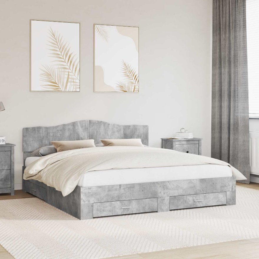 3413155_1.jpg vidaXL Rám postele Betónová šedá 200 x 200 cm Kompozitné drevo – Obrázok 1