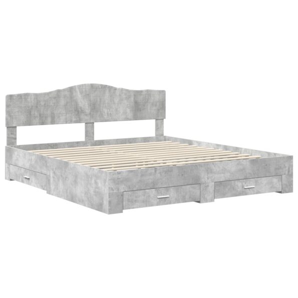 vidaXL Rám postele Betónová šedá 200 x 200 cm Kompozitné drevo – Obrázok 4