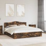 vidaXL Rám postele Dymová dub 200 x 200 cm Kompozitné drevo