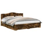 vidaXL Rám postele Dymová dub 200 x 200 cm Kompozitné drevo – Obrázok 2