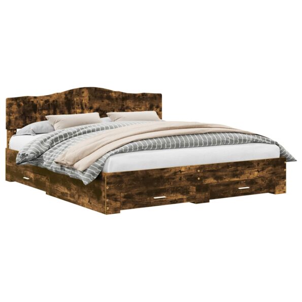 vidaXL Rám postele Dymová dub 200 x 200 cm Kompozitné drevo – Obrázok 2