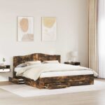 vidaXL Rám postele Dymová dub 200 x 200 cm Kompozitné drevo – Obrázok 3