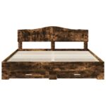 vidaXL Rám postele Dymová dub 200 x 200 cm Kompozitné drevo – Obrázok 8