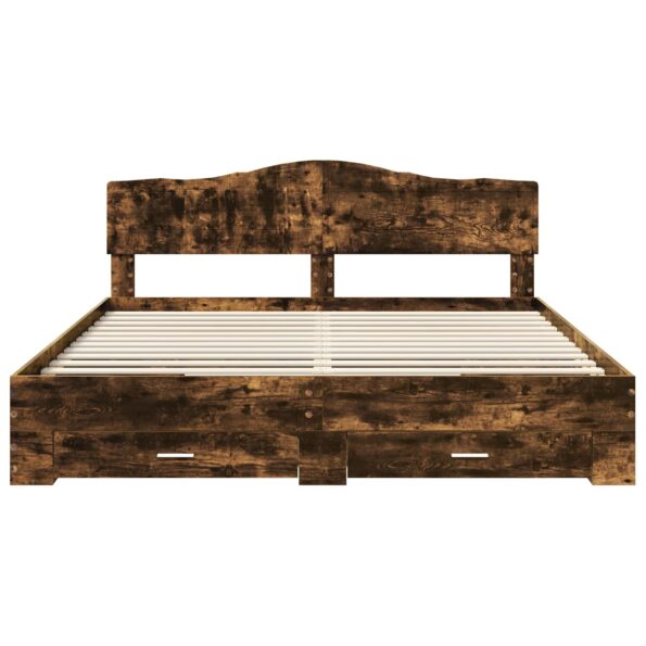 vidaXL Rám postele Dymová dub 200 x 200 cm Kompozitné drevo – Obrázok 8