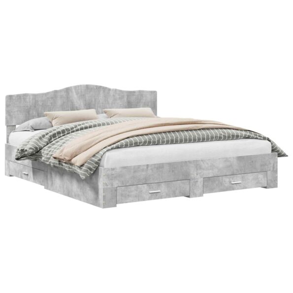 vidaXL Rám postele Betónová šedá 180 x 200 cm Kompozitné drevo – Obrázok 2