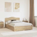 vidaXL Rám postele Sonoma dub 150 x 200 cm Kompozitné drevo