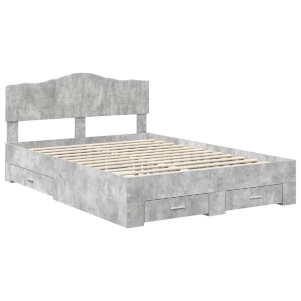 vidaXL Rám postele Betónová šedá 140 x 200 cm Kompozitné drevo – Obrázok 4