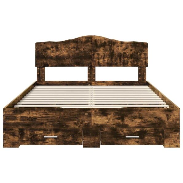 vidaXL Rám postele Dymová dub 140 x 200 cm Kompozitné drevo – Obrázok 8