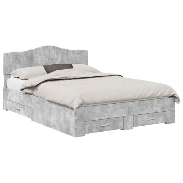 vidaXL Rám postele Betónová šedá 140 x 190 cm Kompozitné drevo – Obrázok 2
