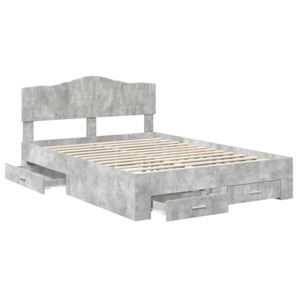vidaXL Rám postele Betónová šedá 140 x 190 cm Kompozitné drevo – Obrázok 5
