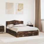 vidaXL Rám postele Dymová dub 140 x 190 cm Kompozitné drevo