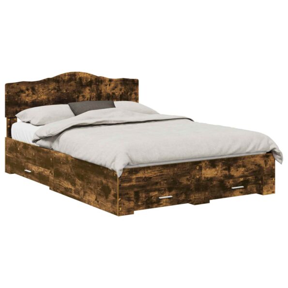 vidaXL Rám postele Dymová dub 140 x 190 cm Kompozitné drevo – Obrázok 2