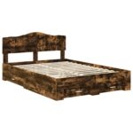 vidaXL Rám postele Dymová dub 140 x 190 cm Kompozitné drevo – Obrázok 4