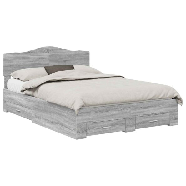 vidaXL Rám postele Sivý Sonoma 140 x 190 cm Kompozitné drevo – Obrázok 2
