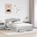 vidaXL Rám postele Sivý Sonoma 140 x 190 cm Kompozitné drevo – Obrázok 3