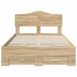 vidaXL Rám postele Sonoma dub 135 x 190 cm Kompozitné drevo – Obrázok 8