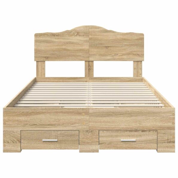 vidaXL Rám postele Sonoma dub 135 x 190 cm Kompozitné drevo – Obrázok 8
