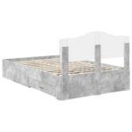 vidaXL Rám postele Betónová šedá 135 x 190 cm Kompozitné drevo – Obrázok 10