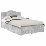 vidaXL Rám postele Betónová šedá 135 x 190 cm Kompozitné drevo – Obrázok 2