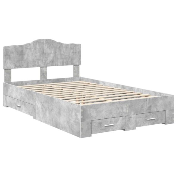 vidaXL Rám postele Betónová šedá 135 x 190 cm Kompozitné drevo – Obrázok 4