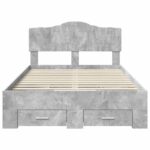 vidaXL Rám postele Betónová šedá 135 x 190 cm Kompozitné drevo – Obrázok 8