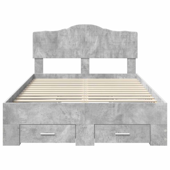 vidaXL Rám postele Betónová šedá 135 x 190 cm Kompozitné drevo – Obrázok 8