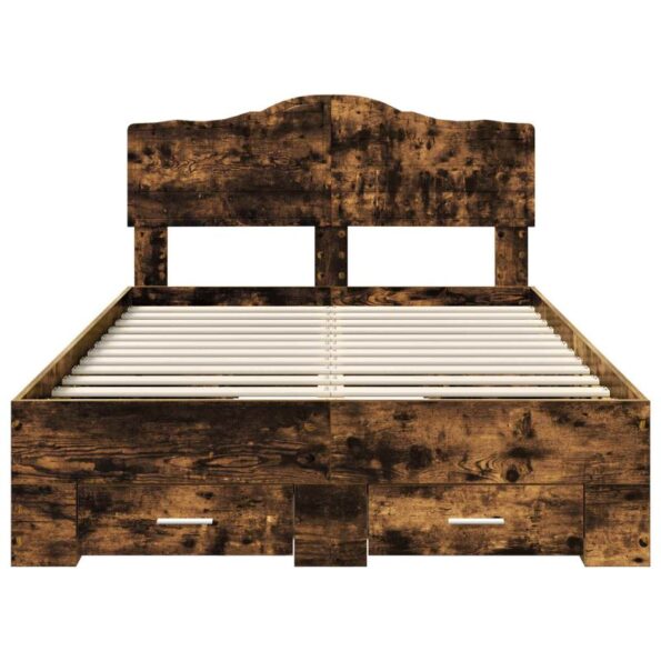 vidaXL Rám postele Dymová dub 135 x 190 cm Kompozitné drevo – Obrázok 8