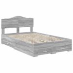 vidaXL Rám postele Sivý Sonoma 135 x 190 cm Kompozitné drevo – Obrázok 4