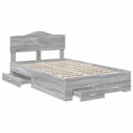 vidaXL Rám postele Sivý Sonoma 135 x 190 cm Kompozitné drevo – Obrázok 5