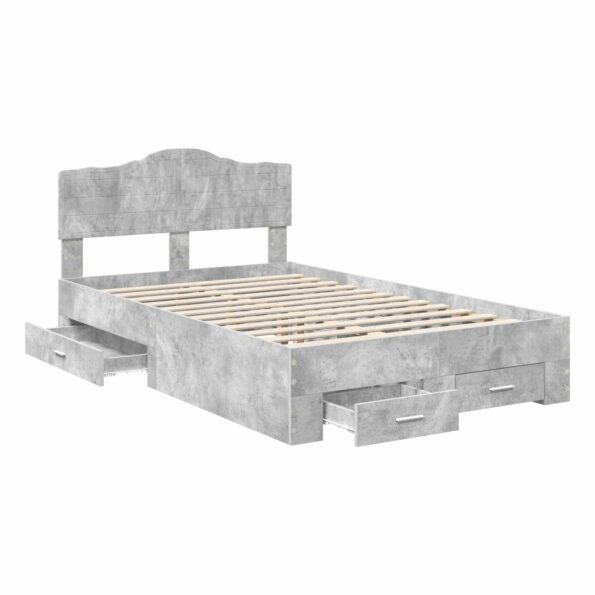 vidaXL Rám postele Betónová šedá 120 x 190 cm Kompozitné drevo – Obrázok 5