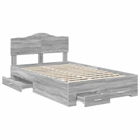 vidaXL Rám postele Sivý Sonoma 120 x 190 cm Kompozitné drevo – Obrázok 5