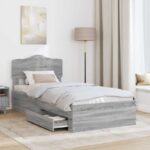 vidaXL Rám postele Sivý Sonoma 100 x 200 cm Kompozitné drevo – Obrázok 3