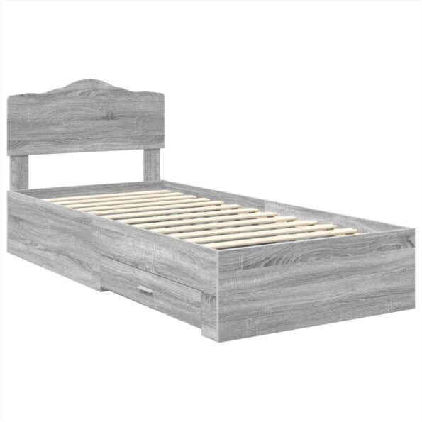 vidaXL Rám postele Sivý Sonoma 100 x 200 cm Kompozitné drevo – Obrázok 4