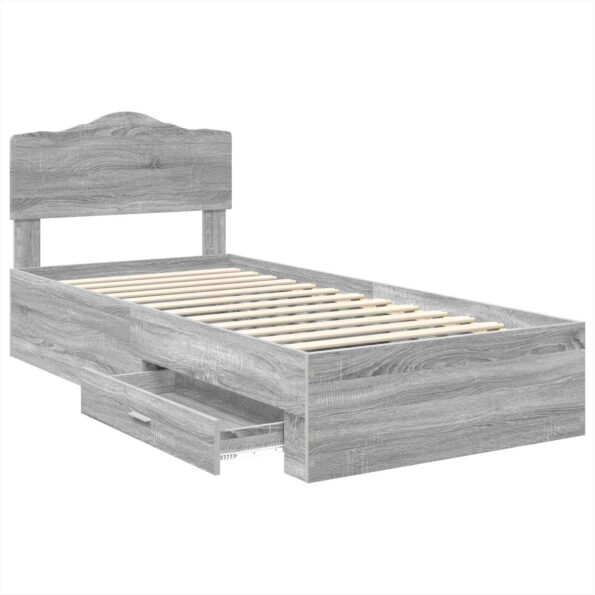 vidaXL Rám postele Sivý Sonoma 100 x 200 cm Kompozitné drevo – Obrázok 5