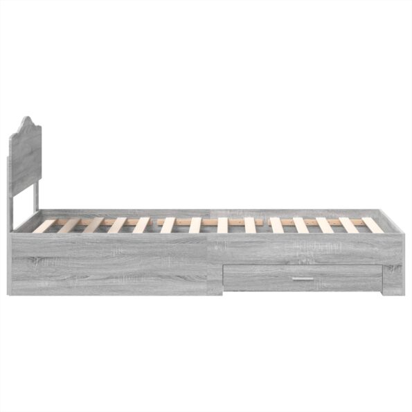 vidaXL Rám postele Sivý Sonoma 100 x 200 cm Kompozitné drevo – Obrázok 8