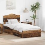 vidaXL Rám postele Staré drevo 100 x 200 cm Kompozitné drevo