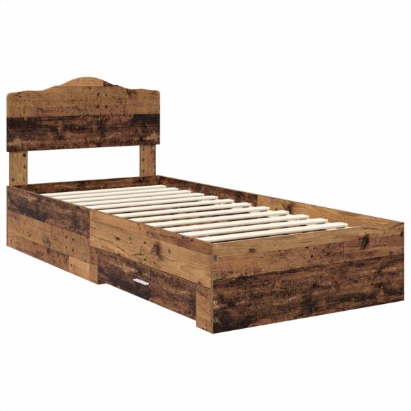 vidaXL Rám postele Staré drevo 100 x 200 cm Kompozitné drevo – Obrázok 4
