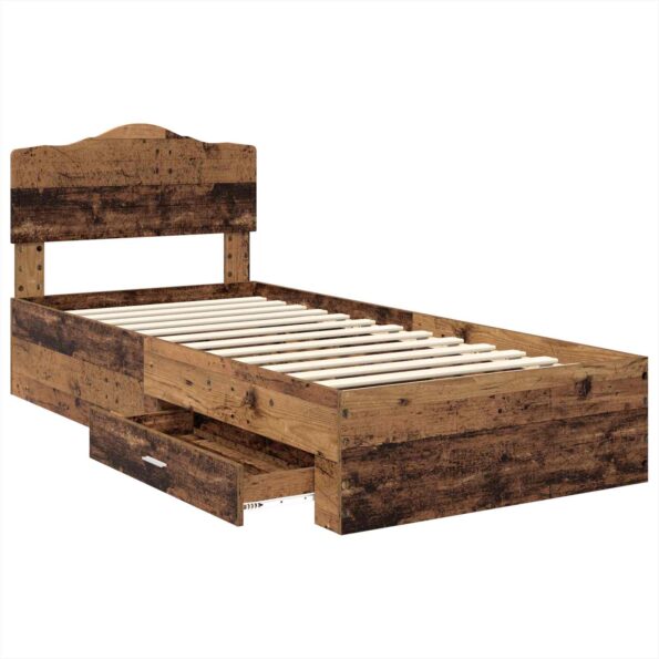vidaXL Rám postele Staré drevo 100 x 200 cm Kompozitné drevo – Obrázok 5