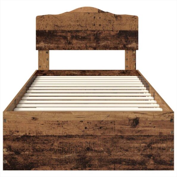 vidaXL Rám postele Staré drevo 100 x 200 cm Kompozitné drevo – Obrázok 7