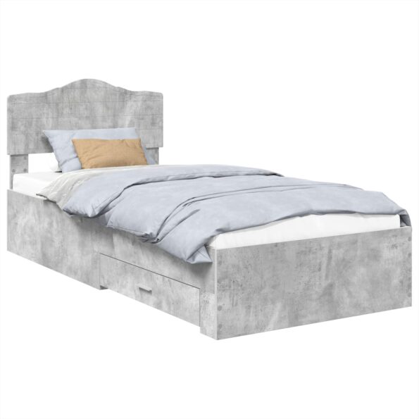 vidaXL Rám postele Betónová šedá 90 x 200 cm Kompozitné drevo – Obrázok 2