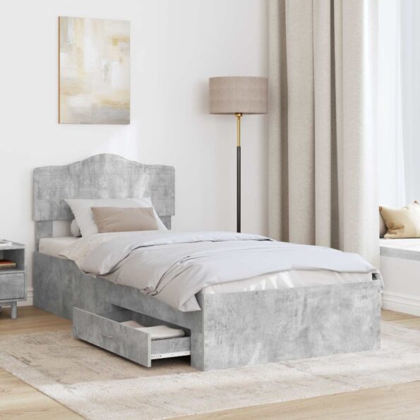 vidaXL Rám postele Betónová šedá 90 x 200 cm Kompozitné drevo – Obrázok 3