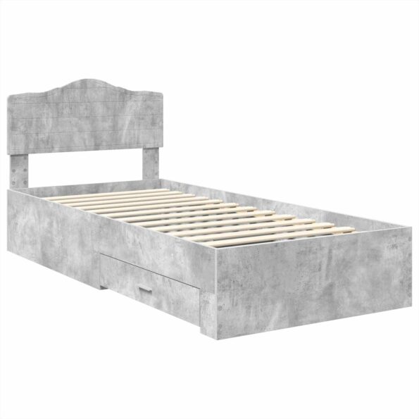 vidaXL Rám postele Betónová šedá 90 x 200 cm Kompozitné drevo – Obrázok 4