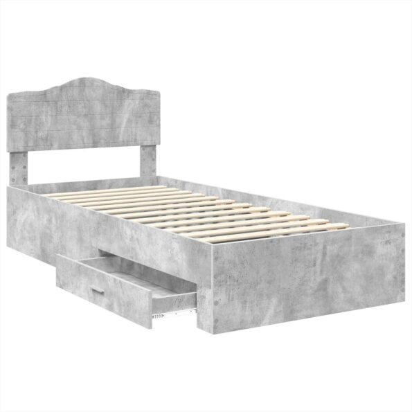 vidaXL Rám postele Betónová šedá 90 x 200 cm Kompozitné drevo – Obrázok 5